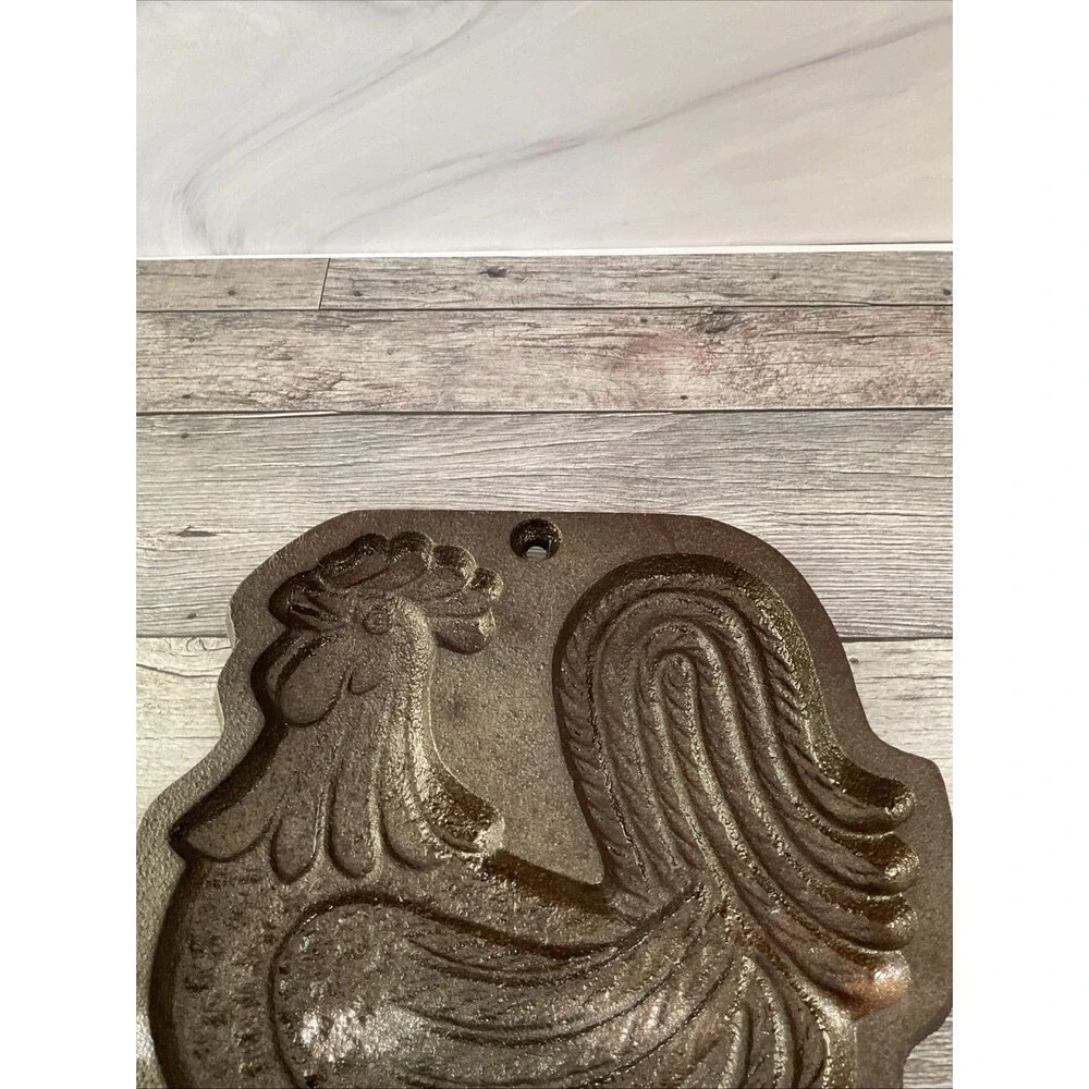 Vintage Cast Iron Rooster Wall Hanging Mould  J. Wright Farmhouse Decor Cookie